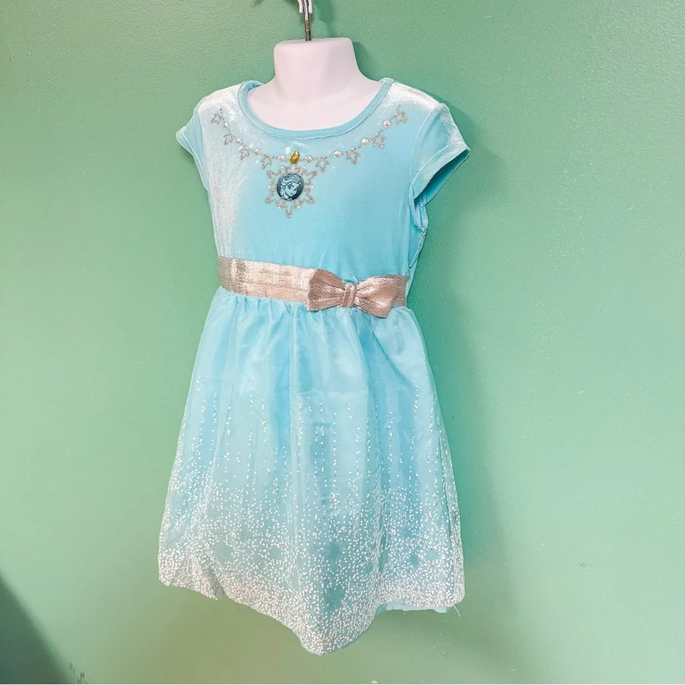 Disney x Jumping Beans Blue Velvet Tulle Skirt Frozen Elsa Formal Dress Size 5
